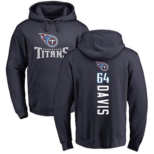 Tennessee Titans Men Navy Blue Nate Davis Backer NFL Football 64 Pullover Hoodie Sweatshirts